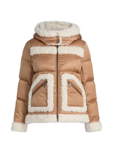 Mercer Collective Women's Faux-shearling-trim Down Puffer Coat In Brown