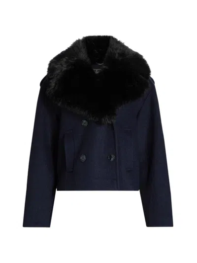 Mercer Collective Women's Georgia Faux Fur Collar Double-breasted Peacoat