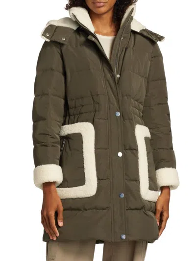 Mercer Collective Women's Liz Sherpa-trim Puffer In Loden Cream