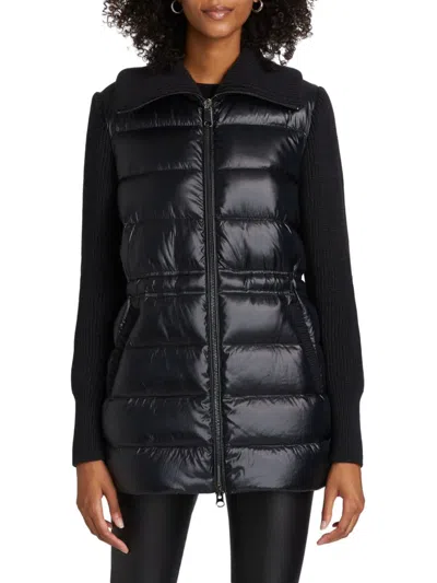 Mercer Collective Women's Mac Mixed-media Down Coat In Black
