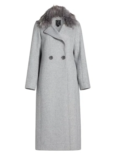 Mercer Collective Women's Madison Faux Fur-collar Maxi Wool Coat In Gray