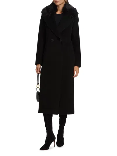 Mercer Collective Women's Madison Fur Collar Maxi Wool Coat In Black