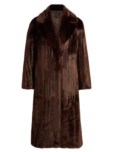 Mercer Collective Women's Mink Stripe Faux-fur Coat In Brown