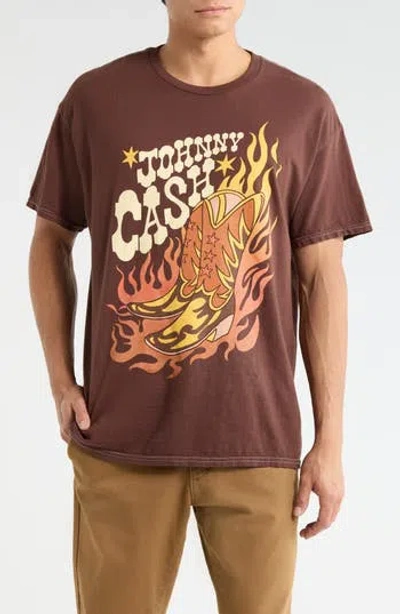 Merch Traffic Johnny Cash Boots Graphic T-shirt In Brown
