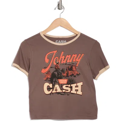 Merch Traffic Johnny Cash Ringer Tee In Brown