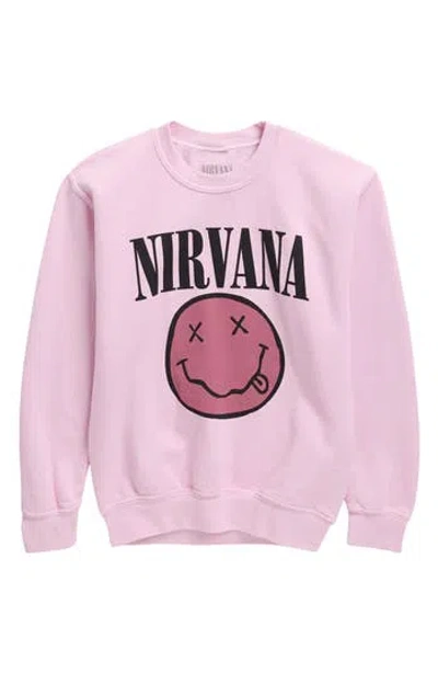 Merch Traffic Kids' Nirvana Cotton Graphic Sweatshirt In Pink