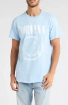 Merch Traffic Nirvana Burnout Smiley Graphic Print T-shirt<br /> In Light Blue