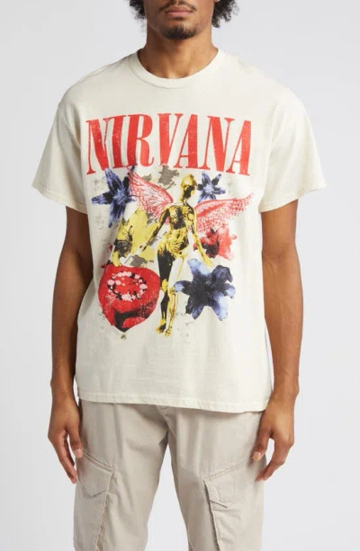 Merch Traffic Nirvana Floral Unplugged Graphic T-shirt In Sand