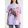 Merch Traffic Oversize Johnny Cash Boyfriend Graphic T-shirt In Vintage Lavendar