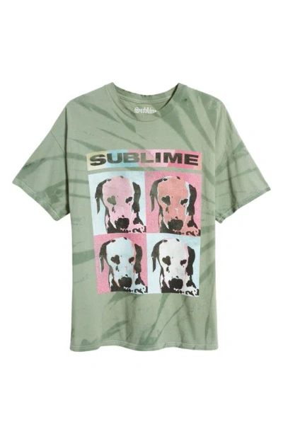 Merch Traffic Sublime Dalmatian Tie Dye Graphic T-shirt In Green Tie Dye