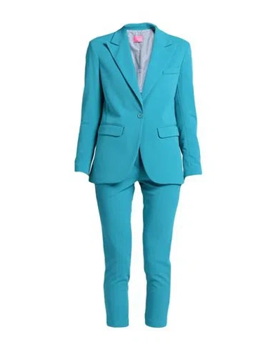 Merci .., Woman Suit Turquoise Size 6 Polyester, Viscose, Elastane In Blue