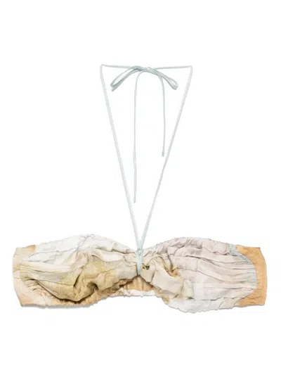 Merci Abstract-print Bandeau Top In Neutrals
