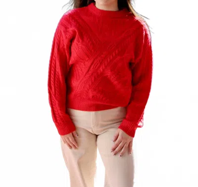 Merci Aiden Cable Knit Pullover Sweater In French Red