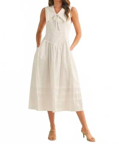 Merci American Honey Doll Collar Midi Dress In Off-white