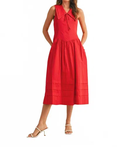 Merci American Honey Doll Collar Midi Dress In Red