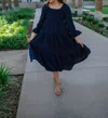 Merci Anabelle Midi Dress In Navy