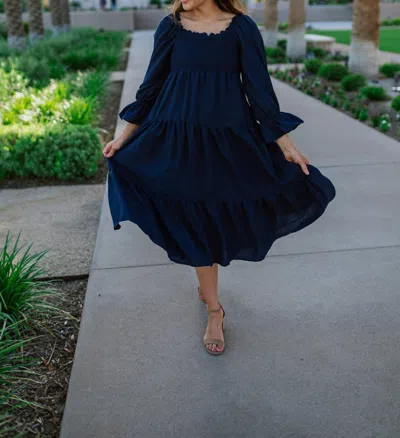Merci Anabelle Midi Dress In Navy