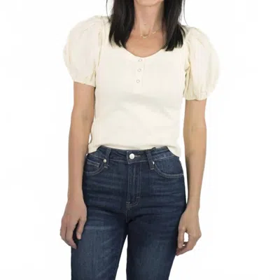 Merci Arleth Puff Sleeve Top In Rich Cream In Multi
