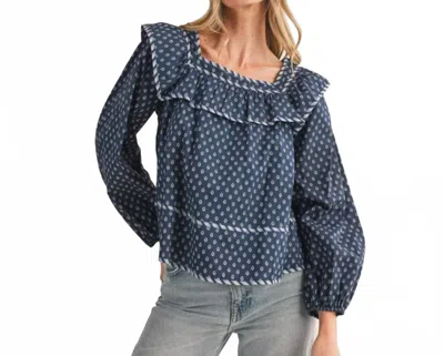 Merci Baby Doll Square Neck Blouse In Navy In Multi