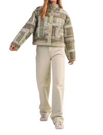 Merci Bandana Patchwork Quilted Jacket In Green