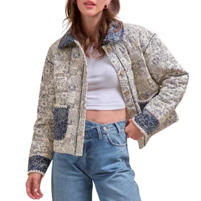 Merci Bandana Print Quilted Jacket In Cream In White