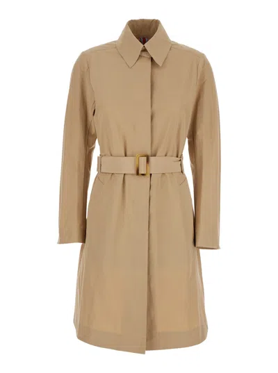 Merci Beige Trench Coat With Classic Collar And Adjustable Belt In Fabric Woman In Brown