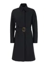 Merci Black Trench Coat With Classic Collar And Adjustable Belt In Fabric Woman In Black