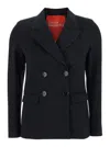 Merci Black Double-breasted Jacket With Peak Revers In Fabric Woman In Black