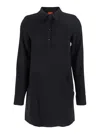 Merci Black Dress With Classic Collar And Front Button Closure In Fabric Woman In Black