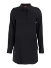 Merci Black Dress With Classic Collar And Front Button Closure In Fabric Woman In Black