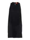 Merci Black Dress With Round Neckline And Fringes Applied To The Front And Back In Fabric Woman In Black
