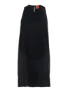 Merci Black Dress With Round Neckline And Fringes Applied To The Front And Back In Fabric Woman In Black