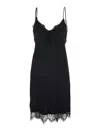 Merci Black Dress With Thin Straps And Tone-on-tone Lace Trim In Fabric Woman In Black