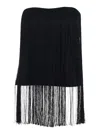 Merci Black Top With Cut Out Detail On The Front And Fringes Applied On The Front And Back In Fabric Woman In Black