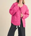 Merci Blakely Quilted Button Down Jacket In Pink In Pink