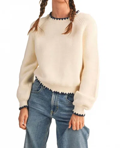 Merci Blanket Stitch Sweater In Ivory In Multi