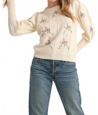 Merci Blooming Cozy Sweater In White In Neutral