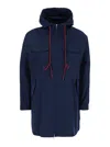 Merci Blue Jacket With Drawstring Hood In Blue