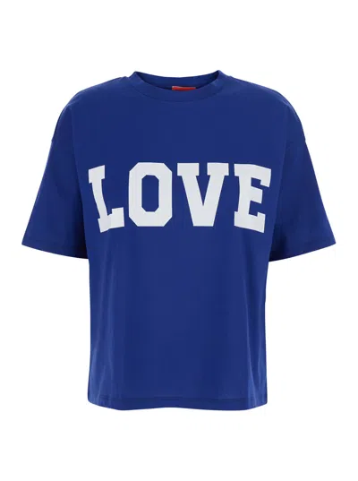 Merci Blue T-shirt With Round Neck In Cotton For Men