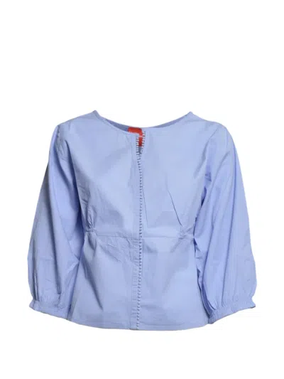 Merci Bobble-trim Elasticated-waist Blouse In Blue