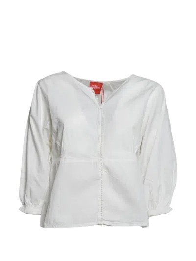 Merci Bobble-trim Ruched Blouse In White