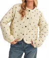 Merci Bow Quilted Puff Jacket In Cream In Neutral
