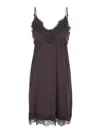 Merci Brown Dress With Thin Straps And Tone-on-tone Lace Trim In Fabric Woman In Brown