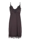 Merci Brown Dress With Thin Straps And Tone-on-tone Lace Trim In Fabric Woman In Brown