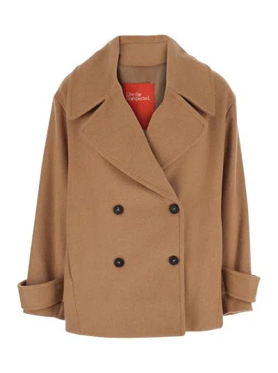 Merci Brown Long Sleeve Tech Fabric Collar Jacket For Women