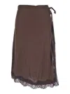 Merci Brown Skirt With Knot At The Waist And Tone-on-tone Lace Details In Fabric Woman In Brown