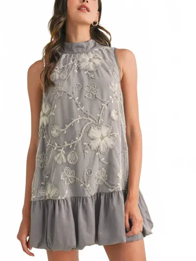 Merci Bubble Hem Embellished Mini Dress In Blue