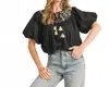 Merci Bubble Top In Black In Black