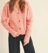 Merci Button Front Cardigan In Peach In Pink