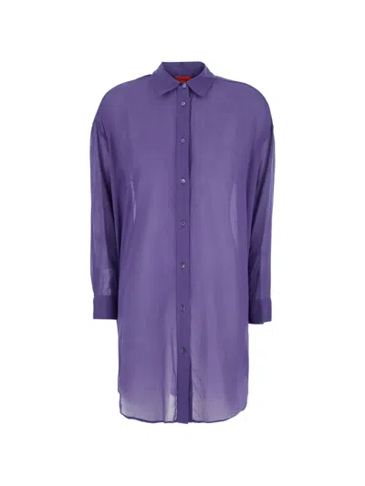 Merci Button-up Long-sleeve Shirt In Purple